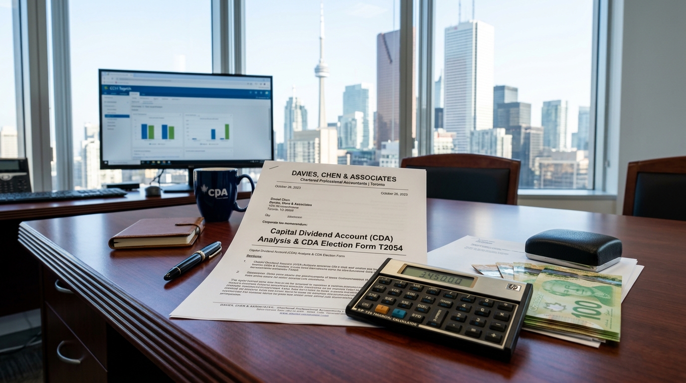 Corporate tax memorandum on Capital Dividend Account calculations and Form T2054